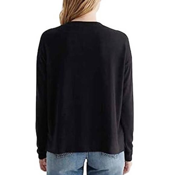 LUCKY BRAND Women's Black Thin Long Sleeve Pullover Sweater ~ Size LARGE - Picture 2 of 6